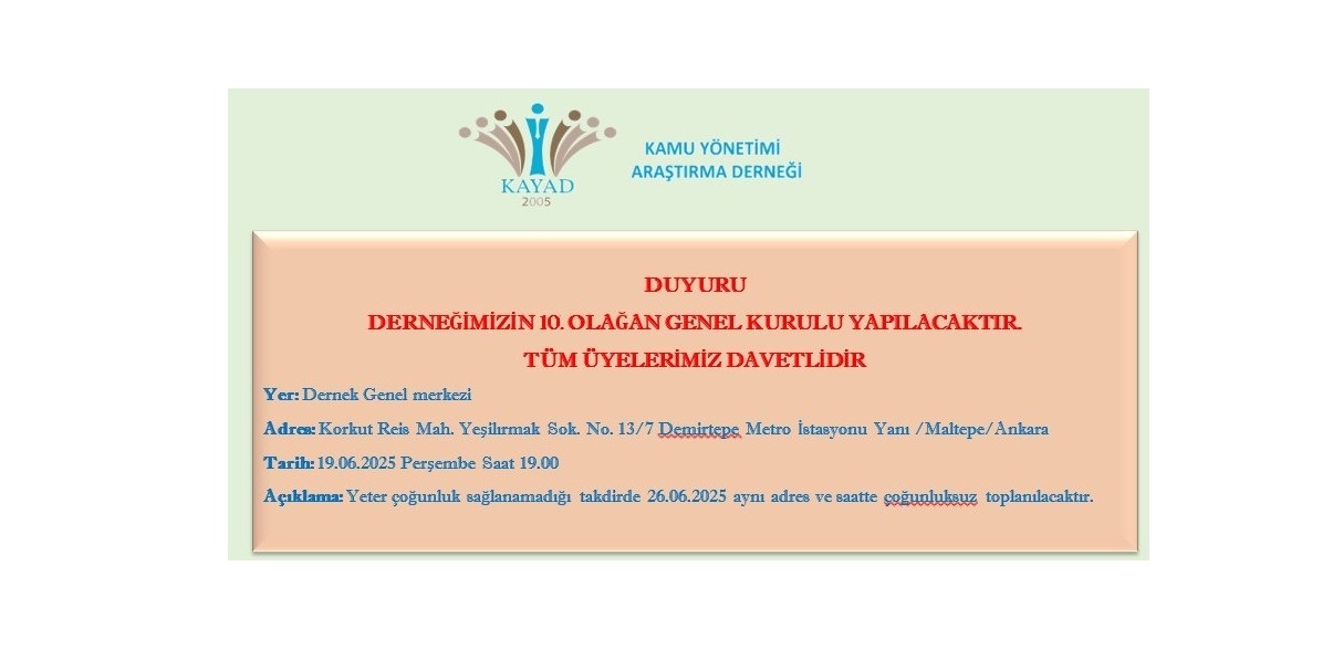 10. Olağan Genel Kurul Duyurusu