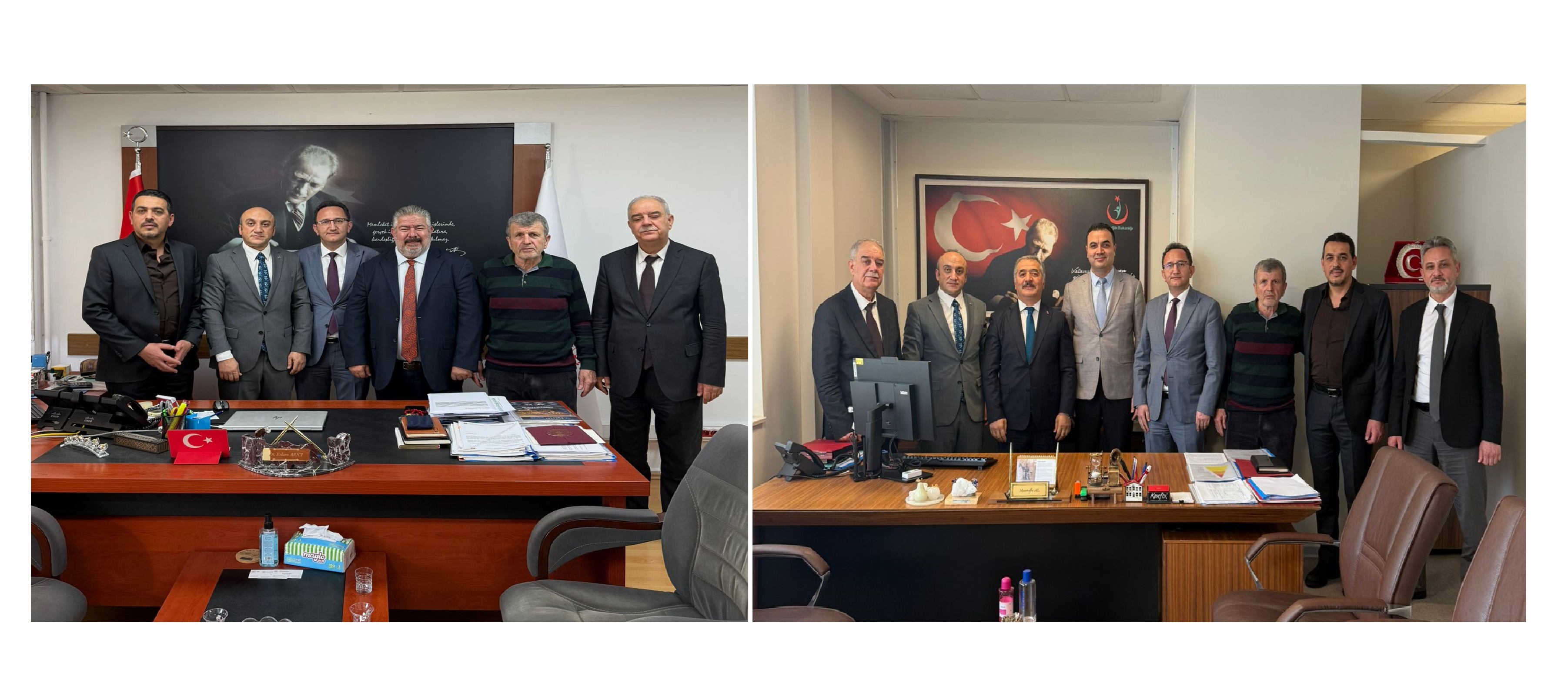 Sağlık Bakanlığı Daire Başkanlığı görevine atanan Sayın Mustafa Al’ı ve Ulaştırma ve Altyapı Bakanlığı İç Denetim Birimi Başkanlığı görevine atanan Sayın Dr. Erhan Arıcı ile  04.02.2026 tarihinde ziyaret ettik.